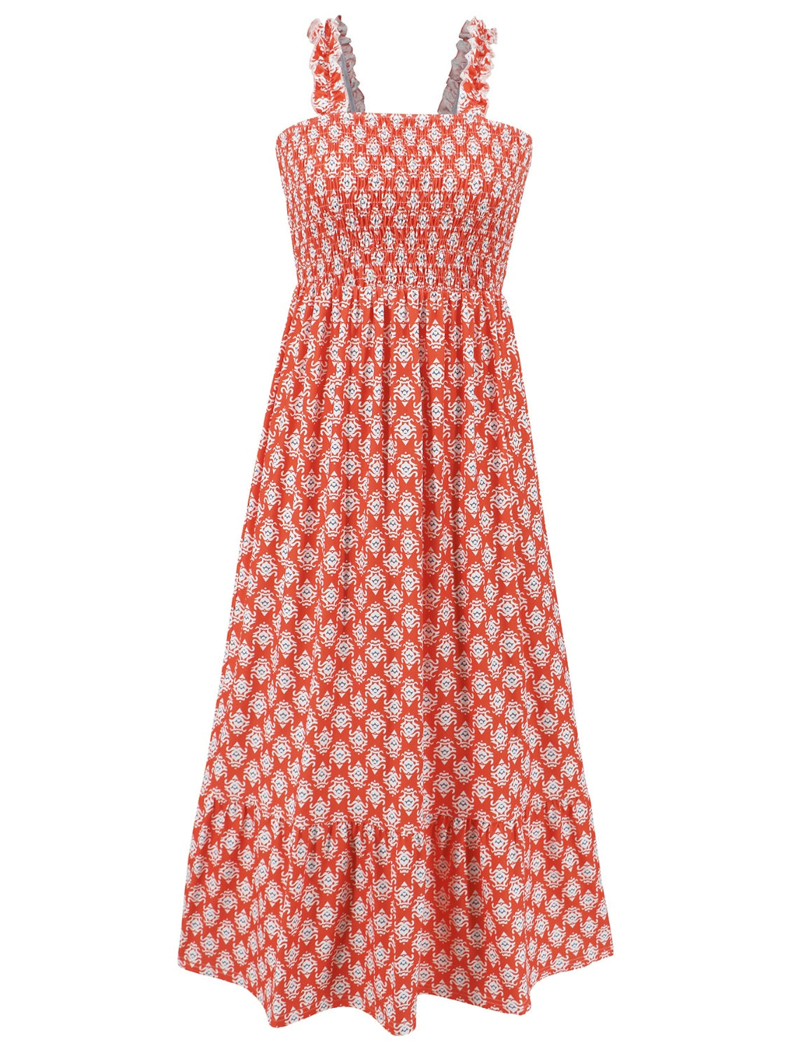 Kenleigh Smocked Printed Square Neck Sleeveless Maxi Dress