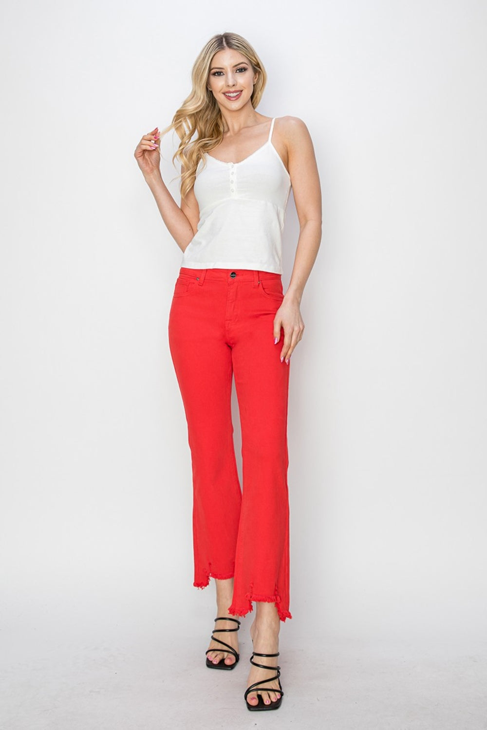 Brylee Raw Hem Red Bootcut RISEN Jeans