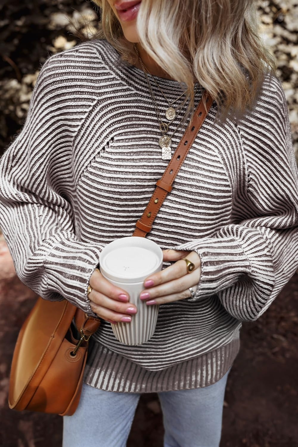 Tenley Textured Striped Dolman Sleeve Top