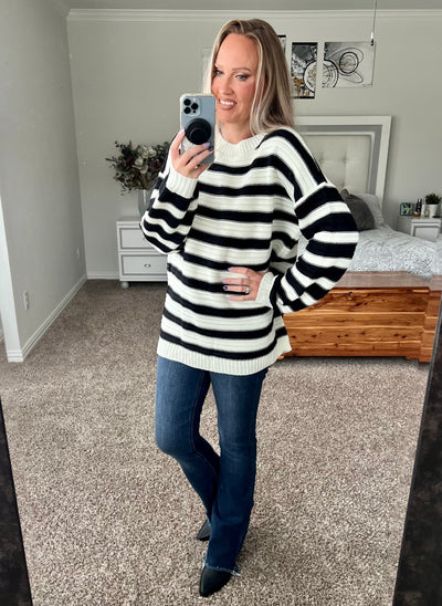 Jacqueline Striped Dropped Shoulder Oversized Sweater