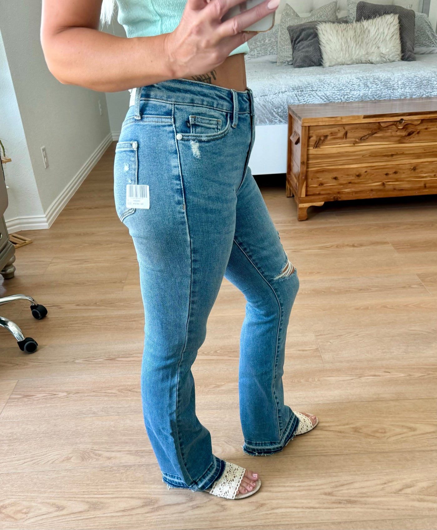 Jenna Mid Rise Destroyed Hem Distressed Judy Blue Jeans