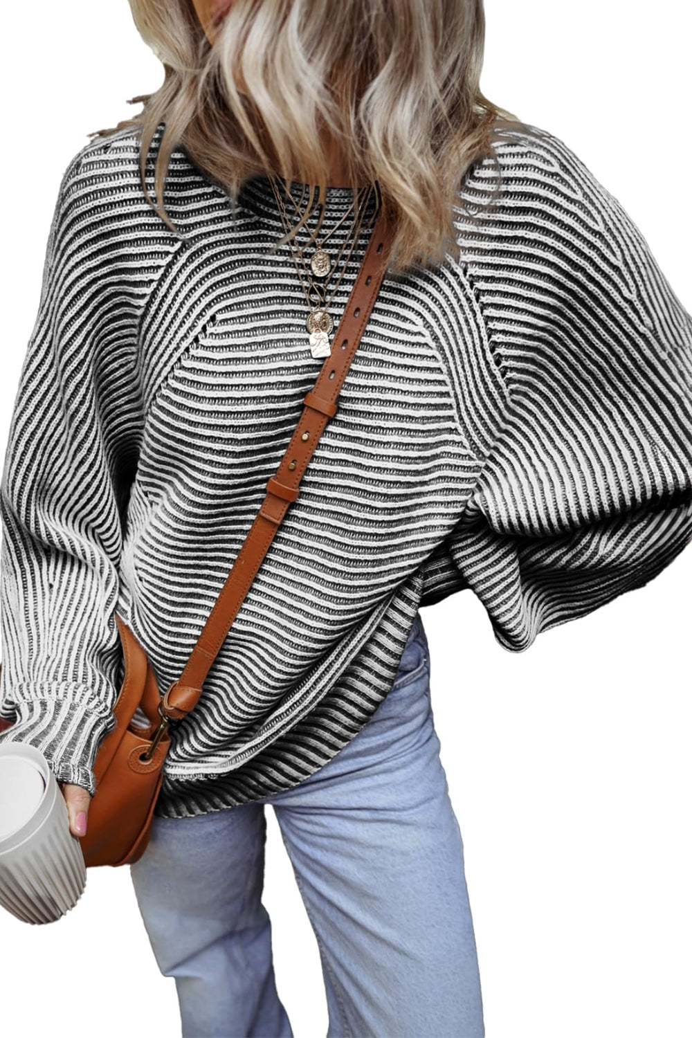 Tenley Textured Striped Dolman Sleeve Top