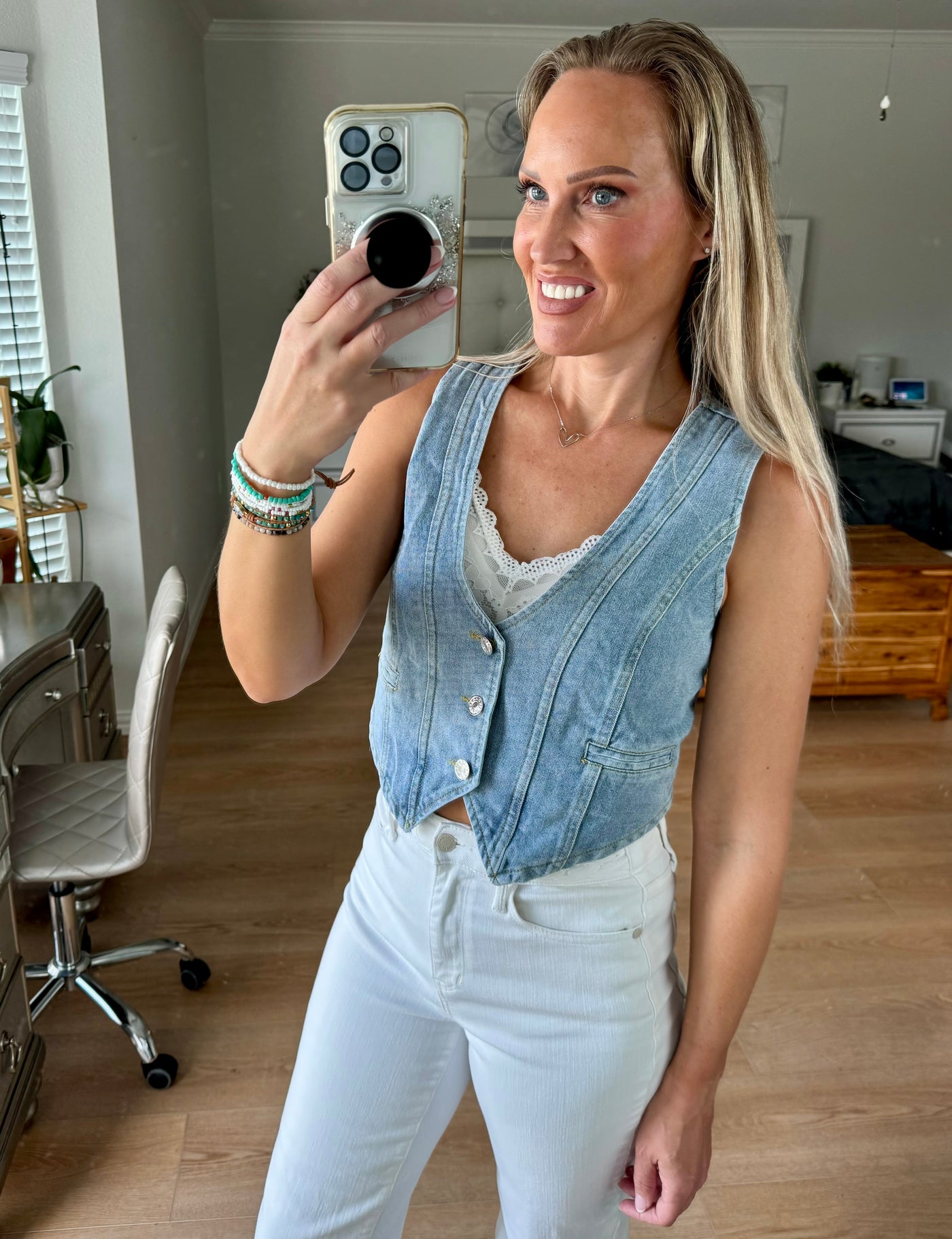 Brandi Button Up Denim Vest