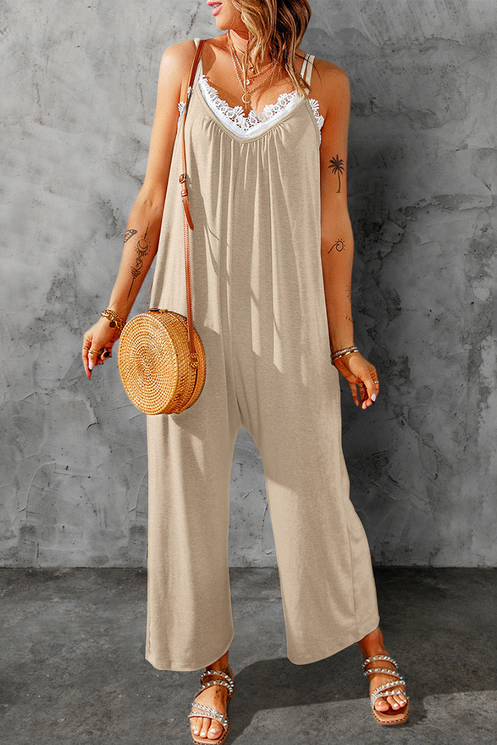 Saige Spaghetti Strap Wide Leg Jumpsuit