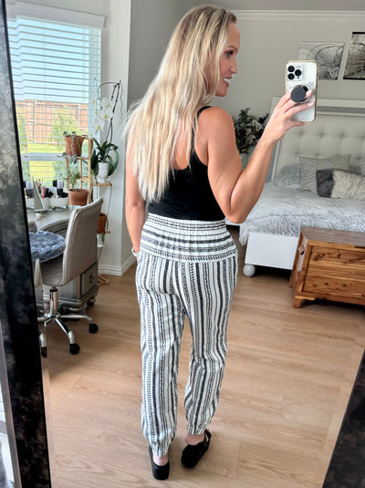 Casey Striped Elastic Waist Jogger Pants