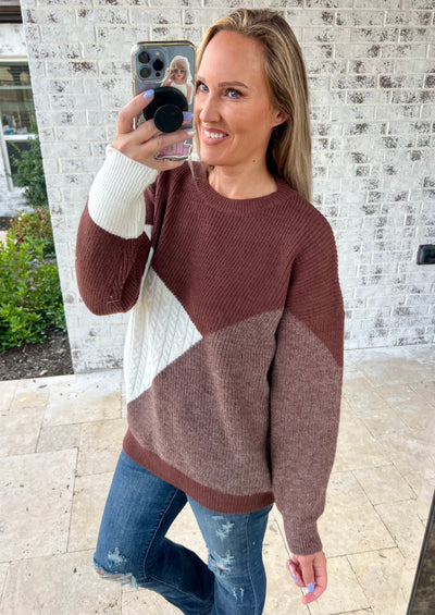 Brooke Color Block Round Neck Sweater