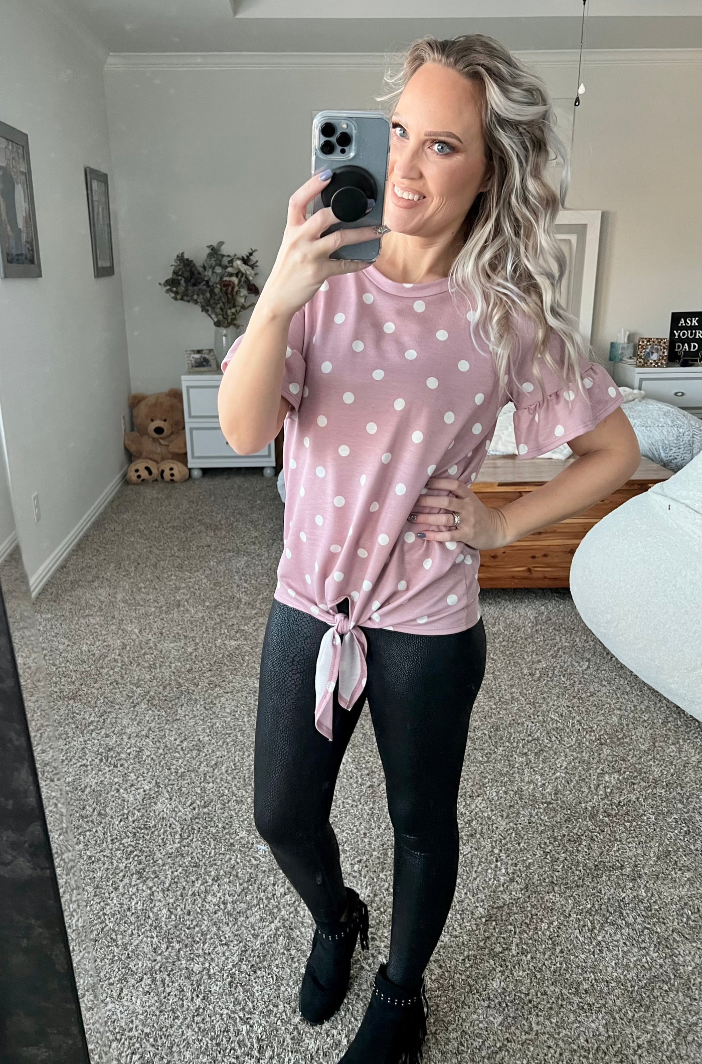 Paula Polka Dot Tie Top