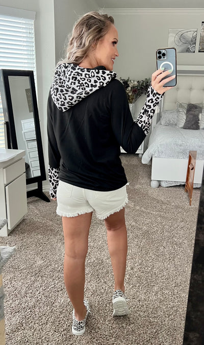 Leopard Color Block Hoodie