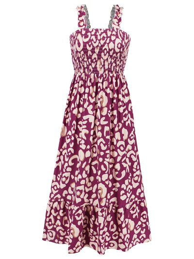 Kenleigh Smocked Printed Square Neck Sleeveless Maxi Dress