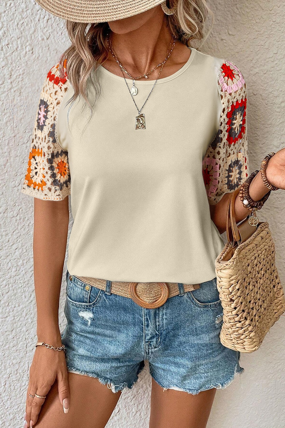 Cierra Crochet Short Sleeve Top