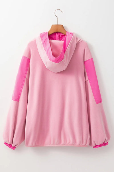 Christin Color Block Half Zip Long Sleeve Hoodie