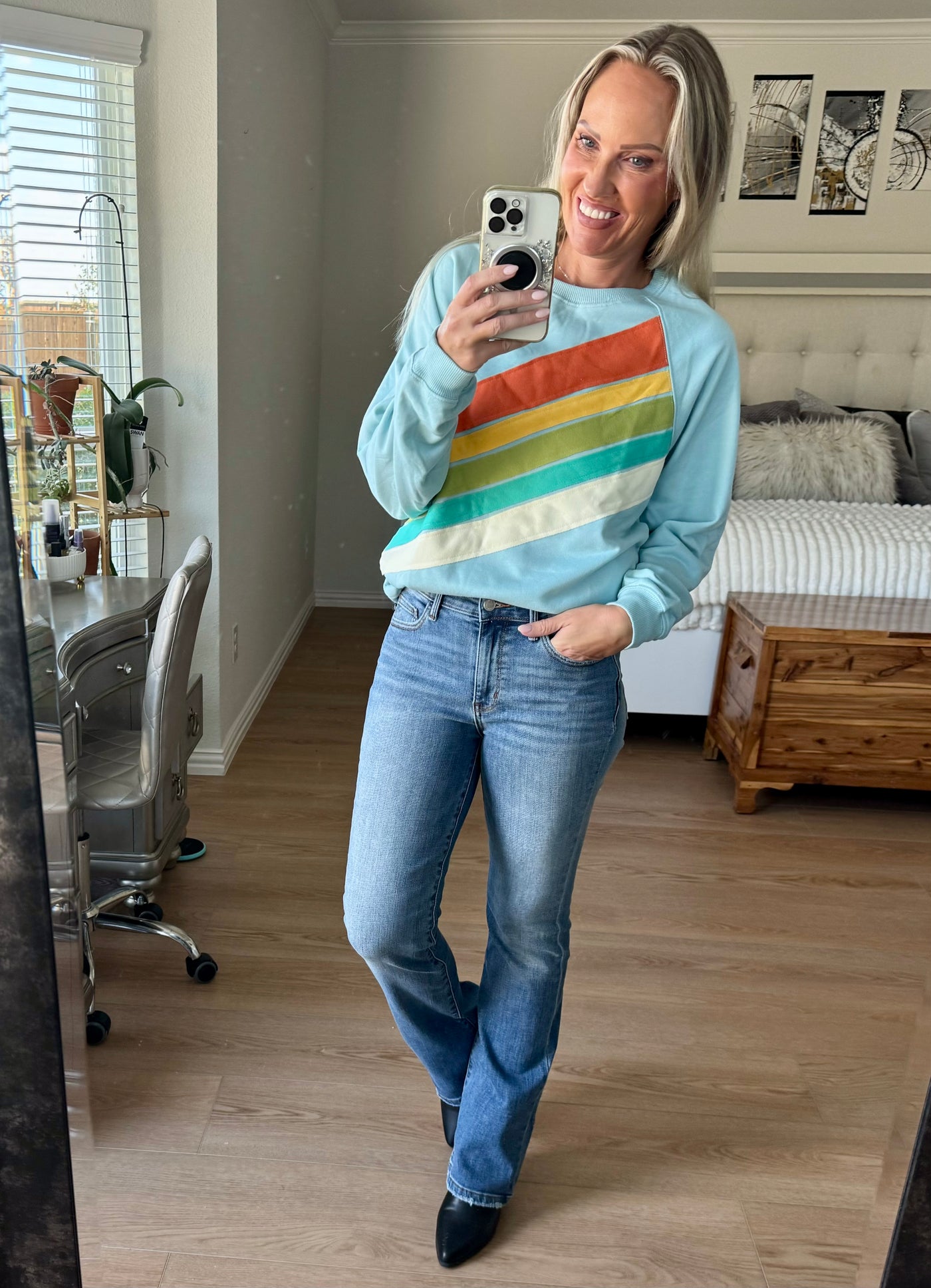 Brite Rainbow Striped Sweatshirt