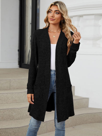 Amber Open Front Soft Ribbed Cardigan