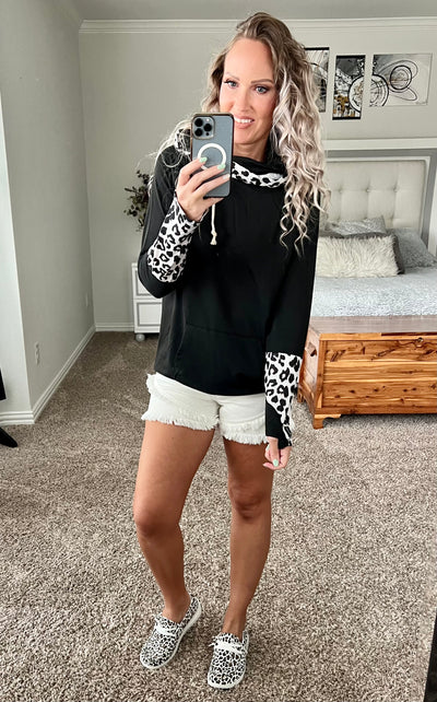 Leopard Color Block Hoodie