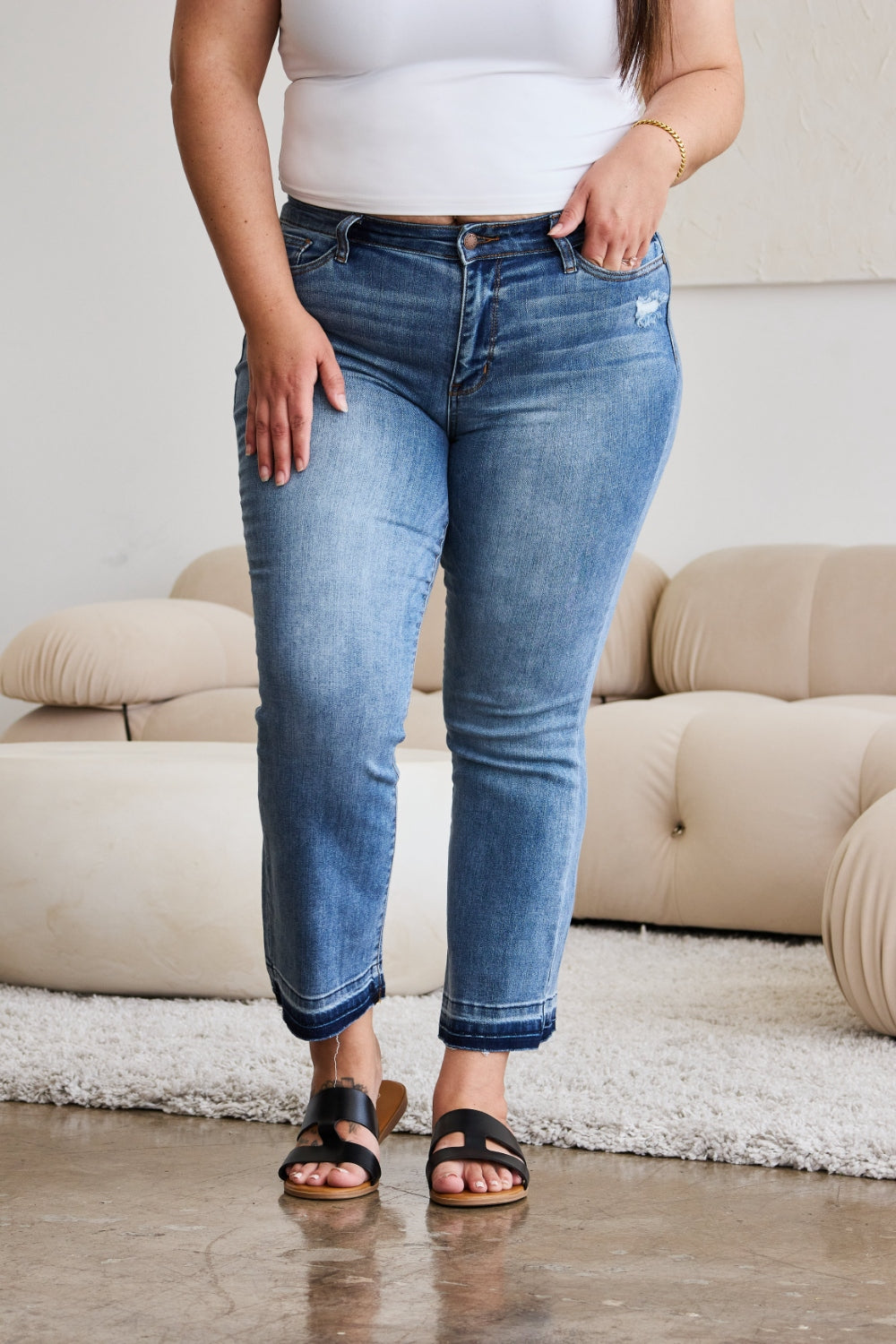 Sami Shadow Hem Cropped Bootcut Judy Blue Jeans