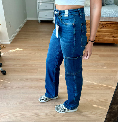 Judy Blue Full Size High Waist Straight Cargo Jeans