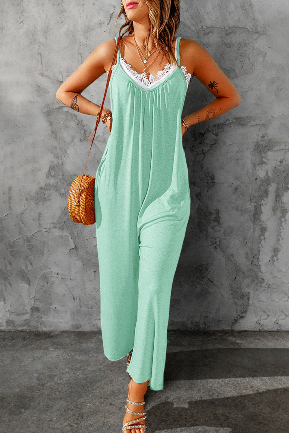 Saige Spaghetti Strap Wide Leg Jumpsuit