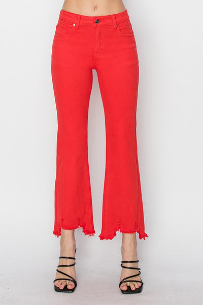 Brylee Raw Hem Red Bootcut RISEN Jeans