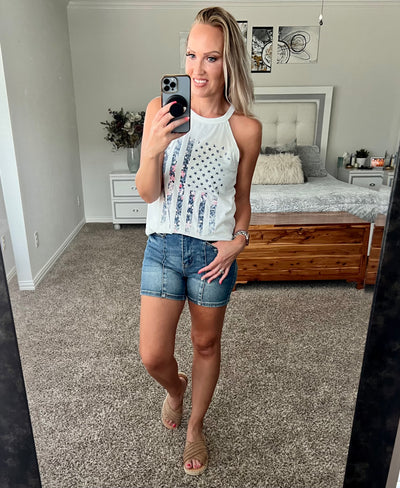 Floral American Flag Tank