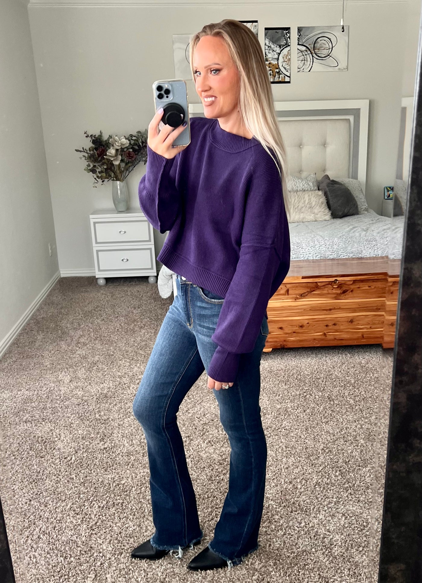 Devon Dropped Shoulder Oversized Crop Knit Top