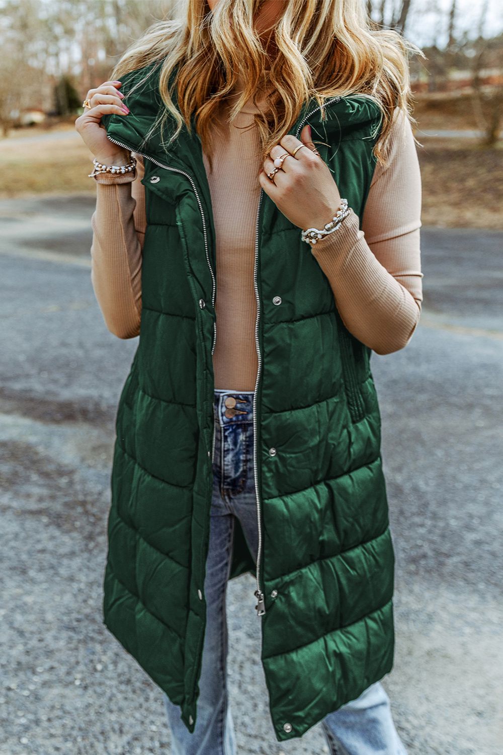 Lindsey Longline Hooded Puffer Vest