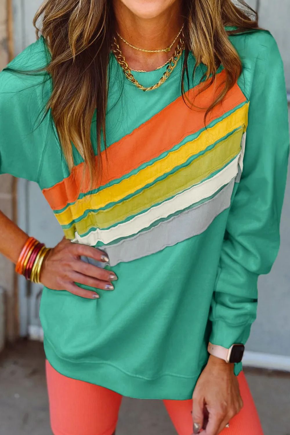 Brite Rainbow Striped Sweatshirt