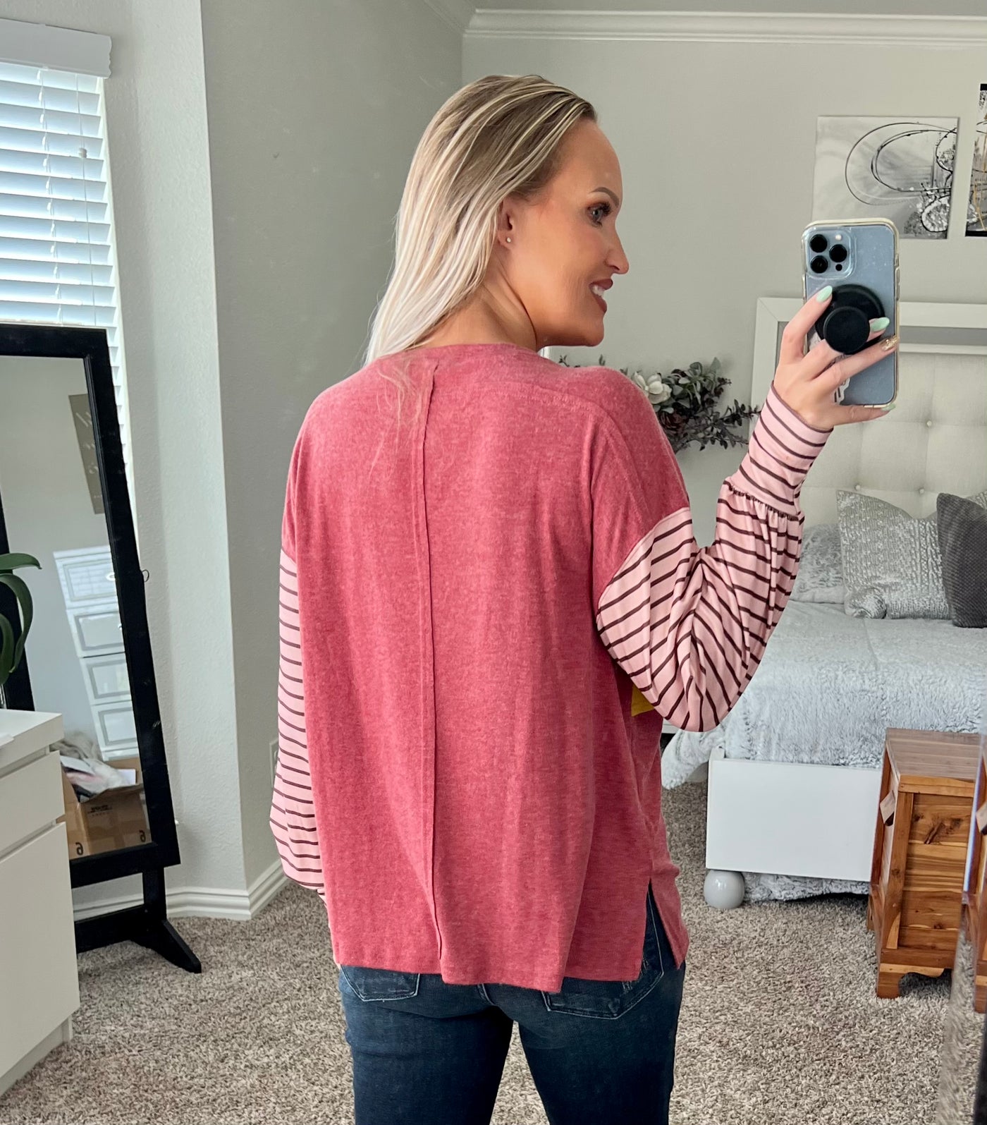 Rochelle Oversized Color Block Dropped Shoulder Long Sleeved Top