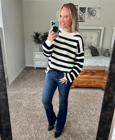 Jacqueline Striped Dropped Shoulder Oversized Sweater