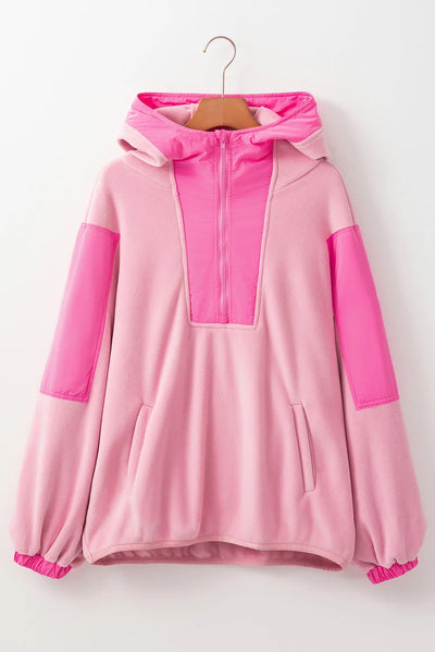 Christin Color Block Half Zip Long Sleeve Hoodie