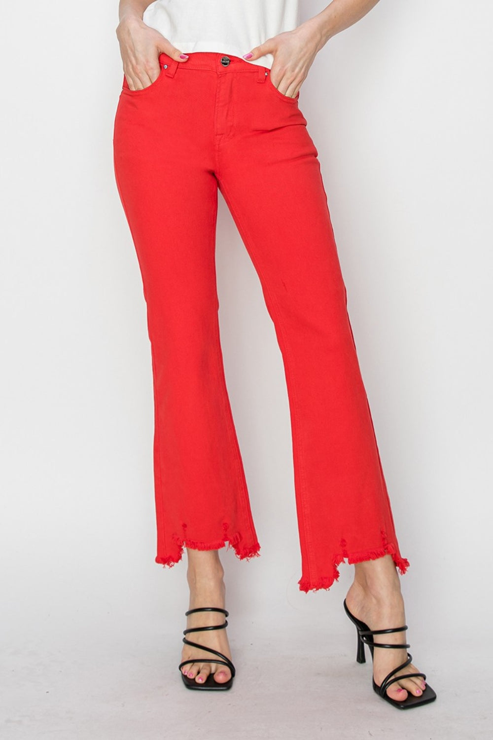 Brylee Raw Hem Red Bootcut RISEN Jeans