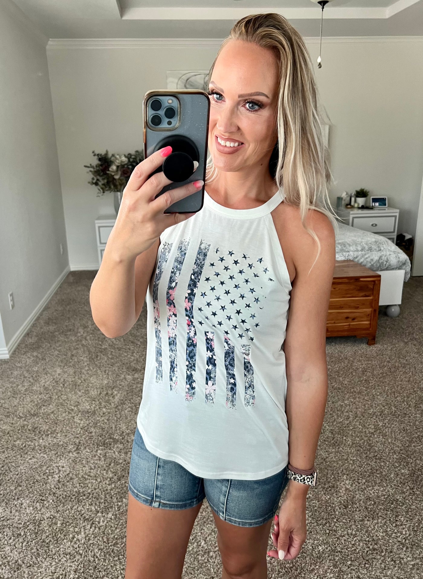 Floral American Flag Tank