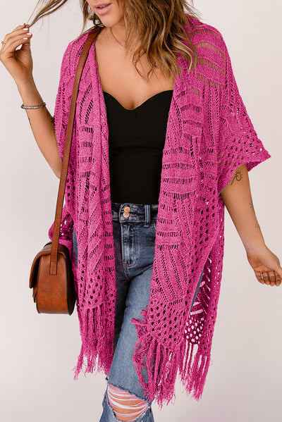 Erica Open Knit Fringed Cardigan