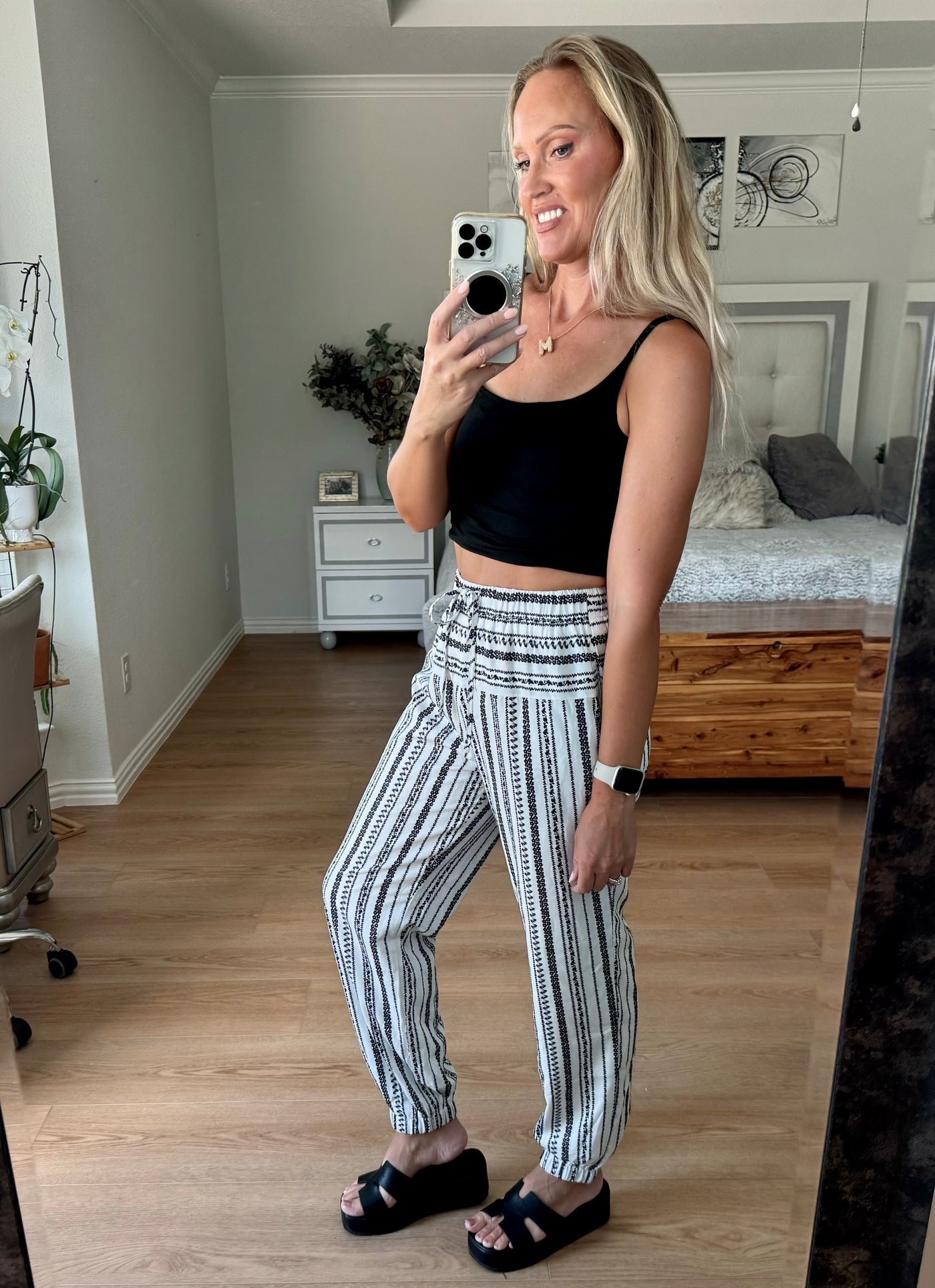 Casey Striped Elastic Waist Jogger Pants