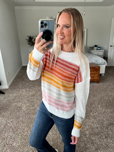 Nikki Vintage Striped Dropped Shoulder Knit Sweater