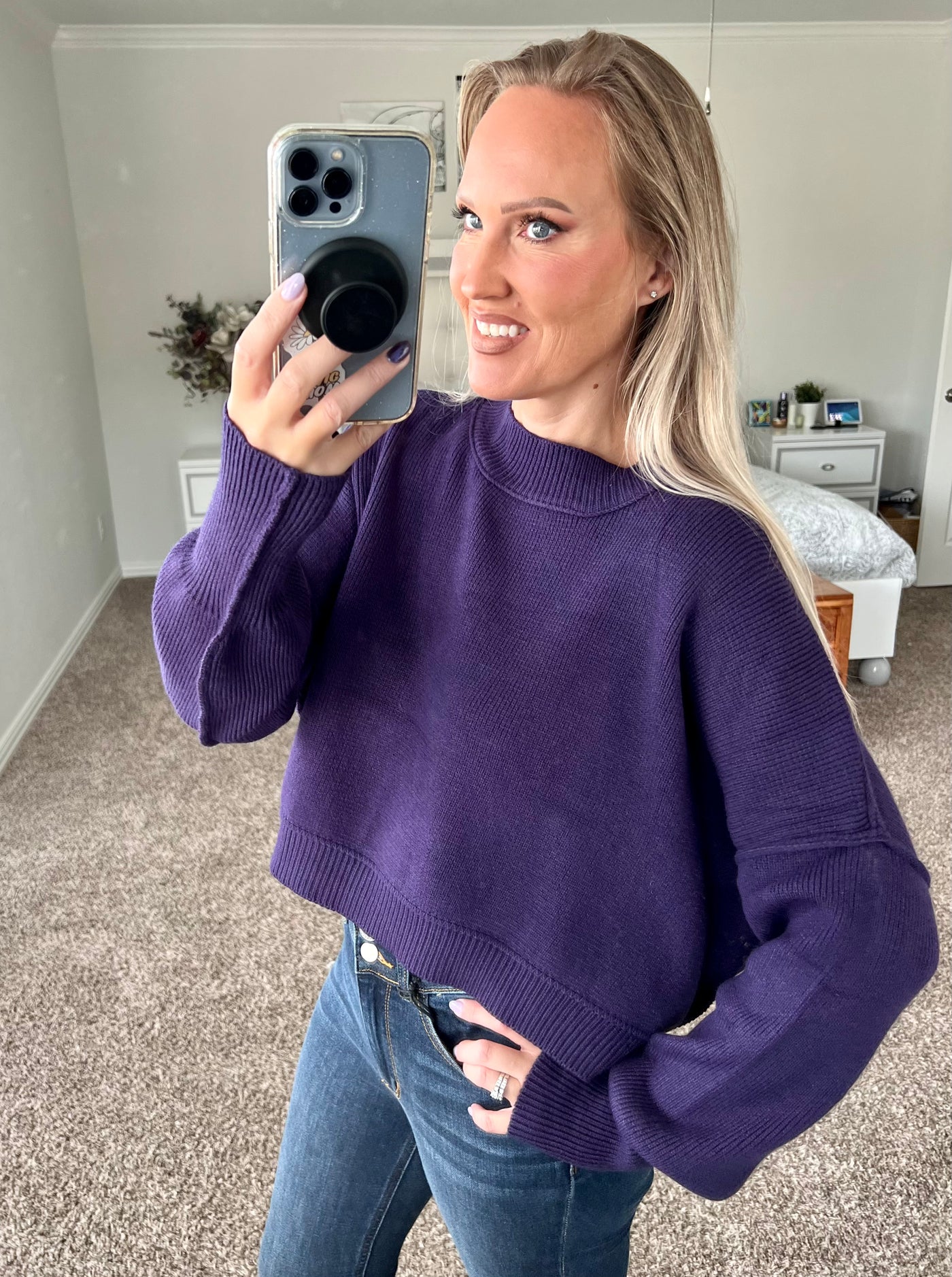 Devon Dropped Shoulder Oversized Crop Knit Top