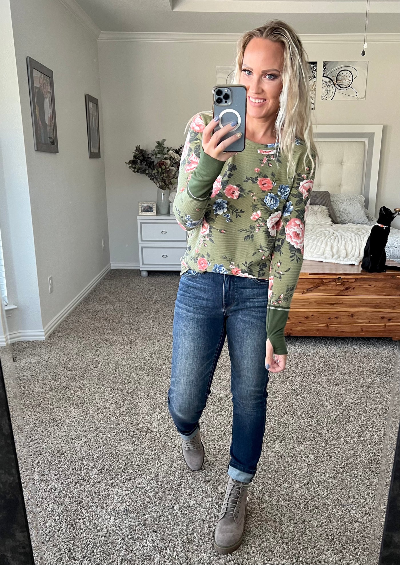 Olivia Floral Striped Long Sleeve Top