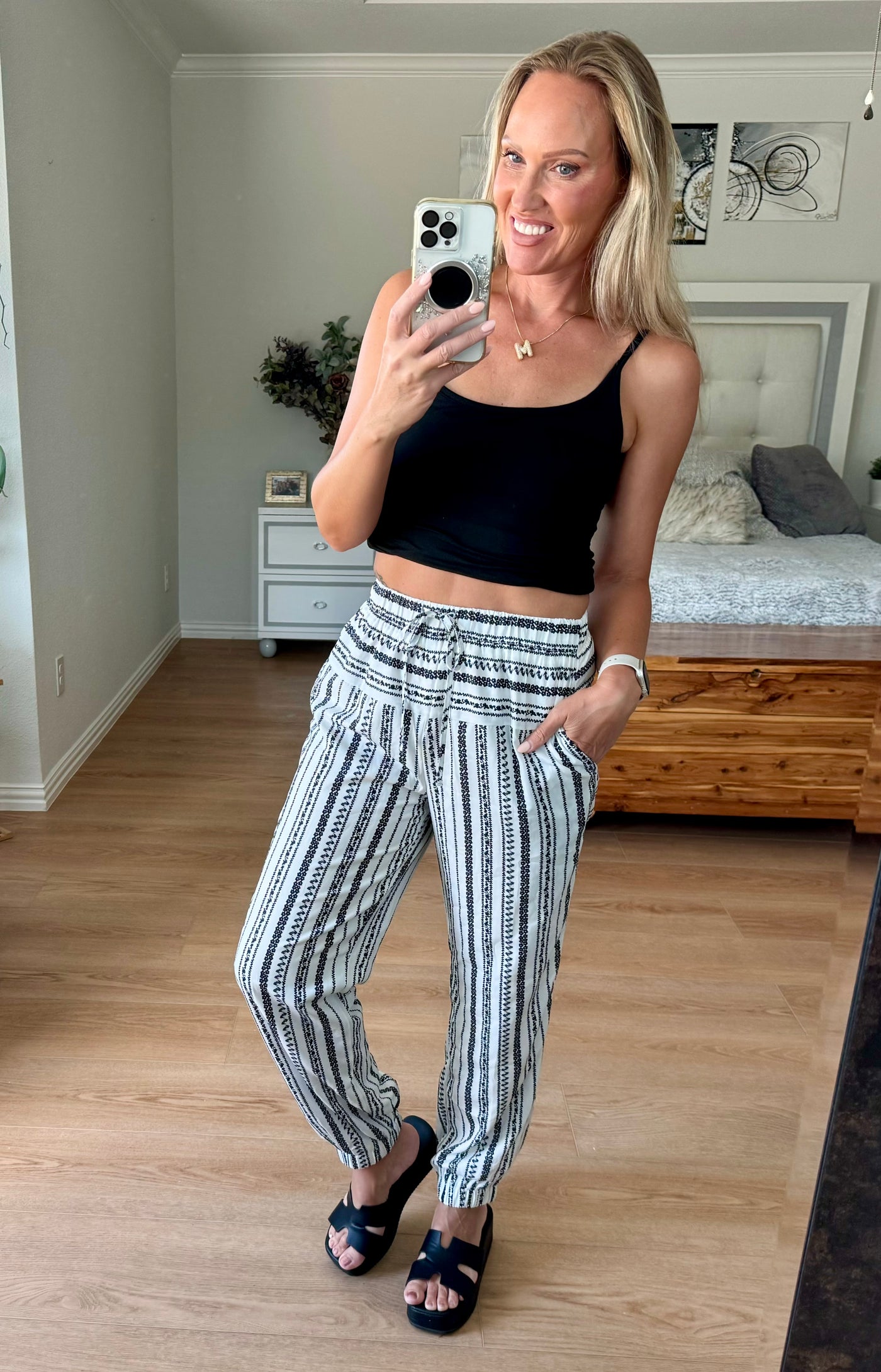 Casey Striped Elastic Waist Jogger Pants