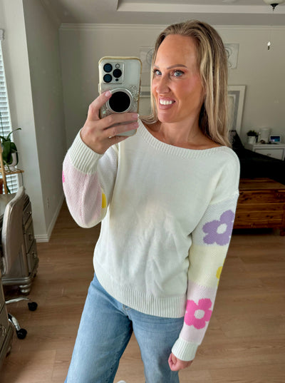 Angie Flower Sleeve Sweater