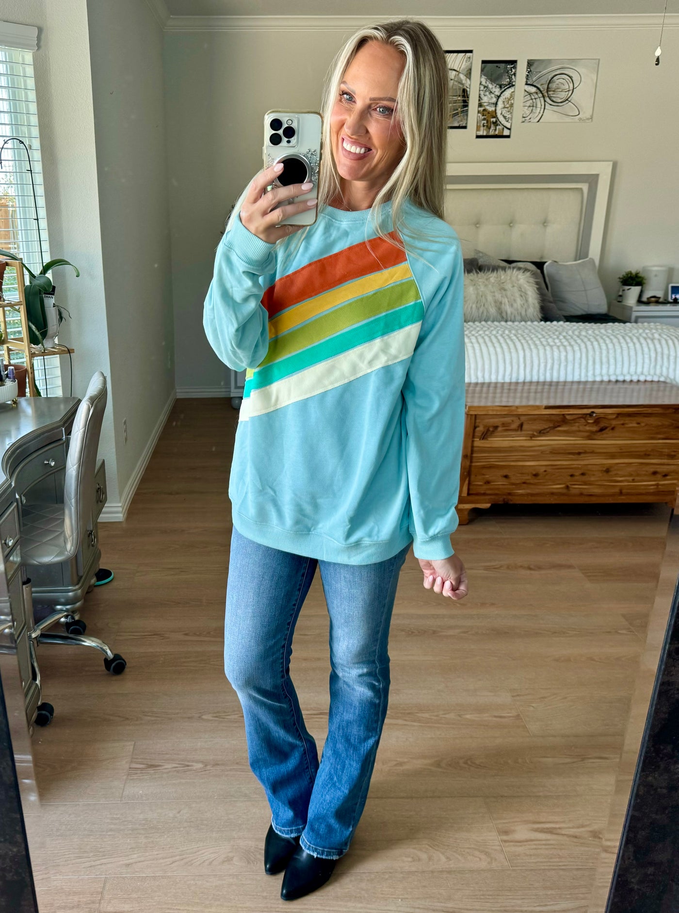 Brite Rainbow Striped Sweatshirt