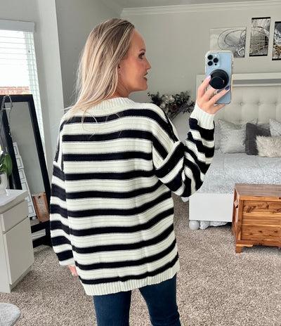 Jacqueline Striped Dropped Shoulder Oversized Sweater