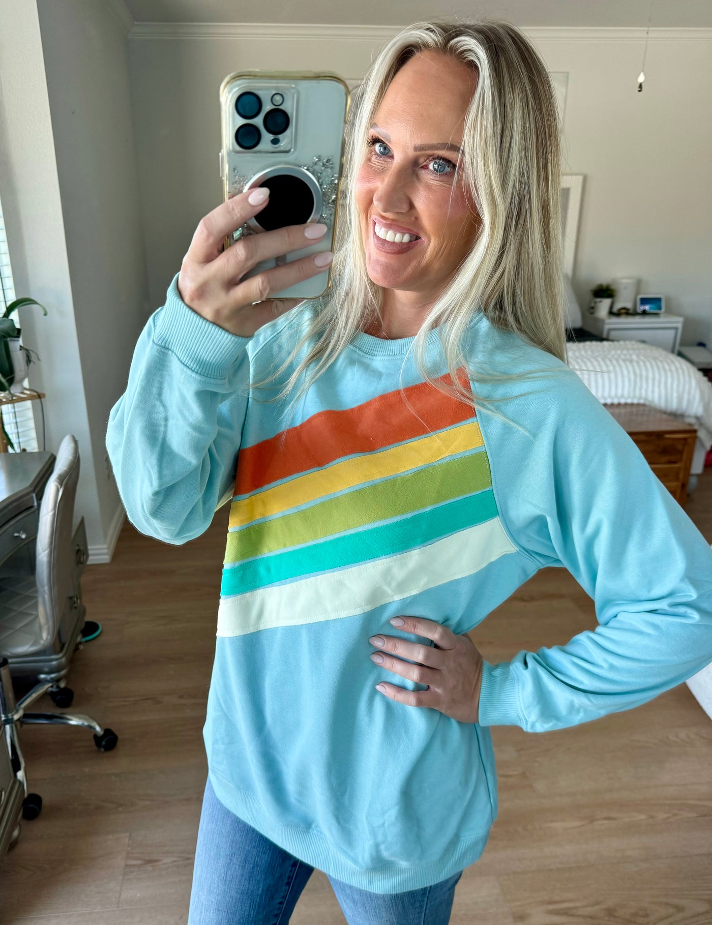 Brite Rainbow Striped Sweatshirt