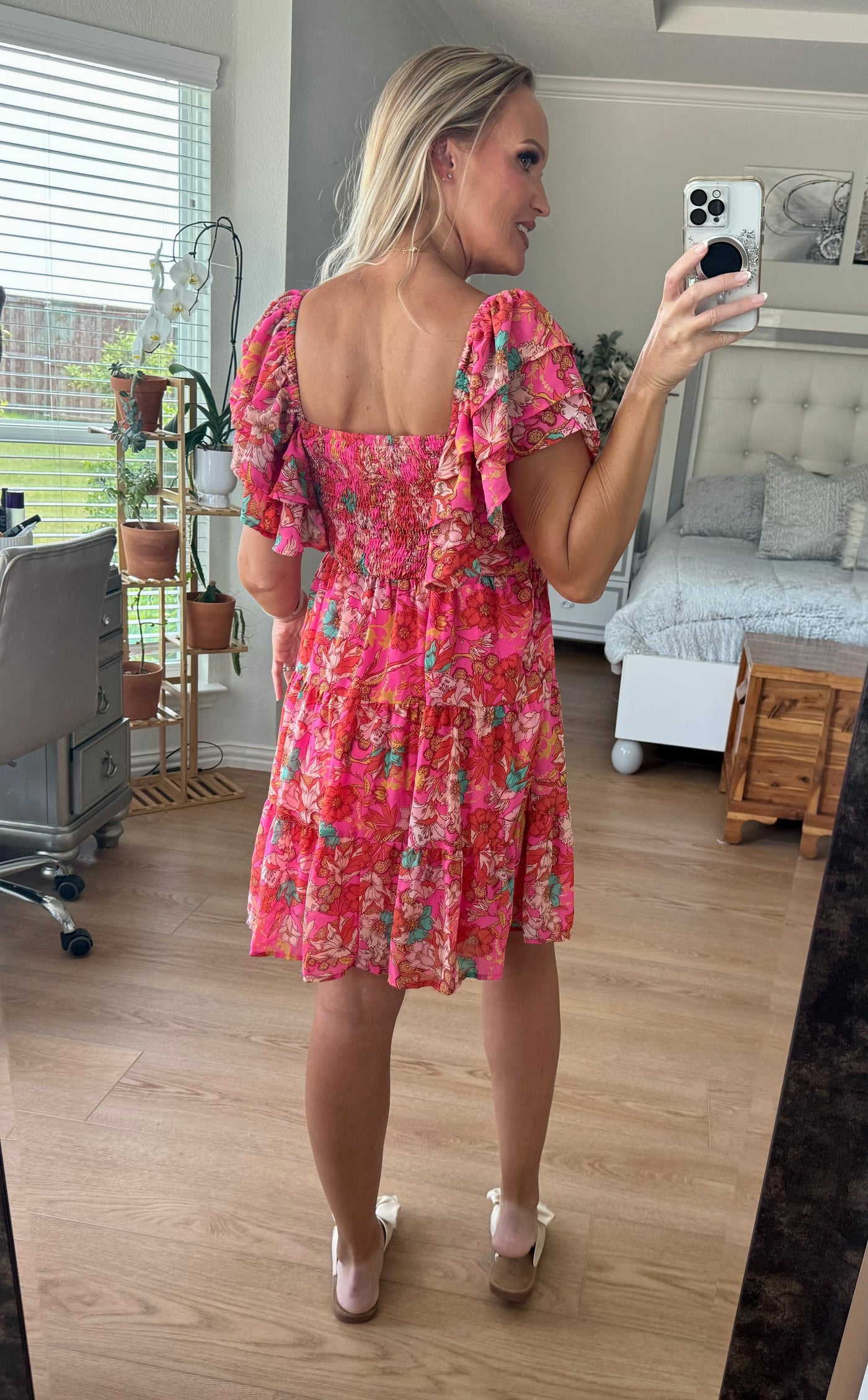 Remi Ruffled Square Neck Floral Mini Dress