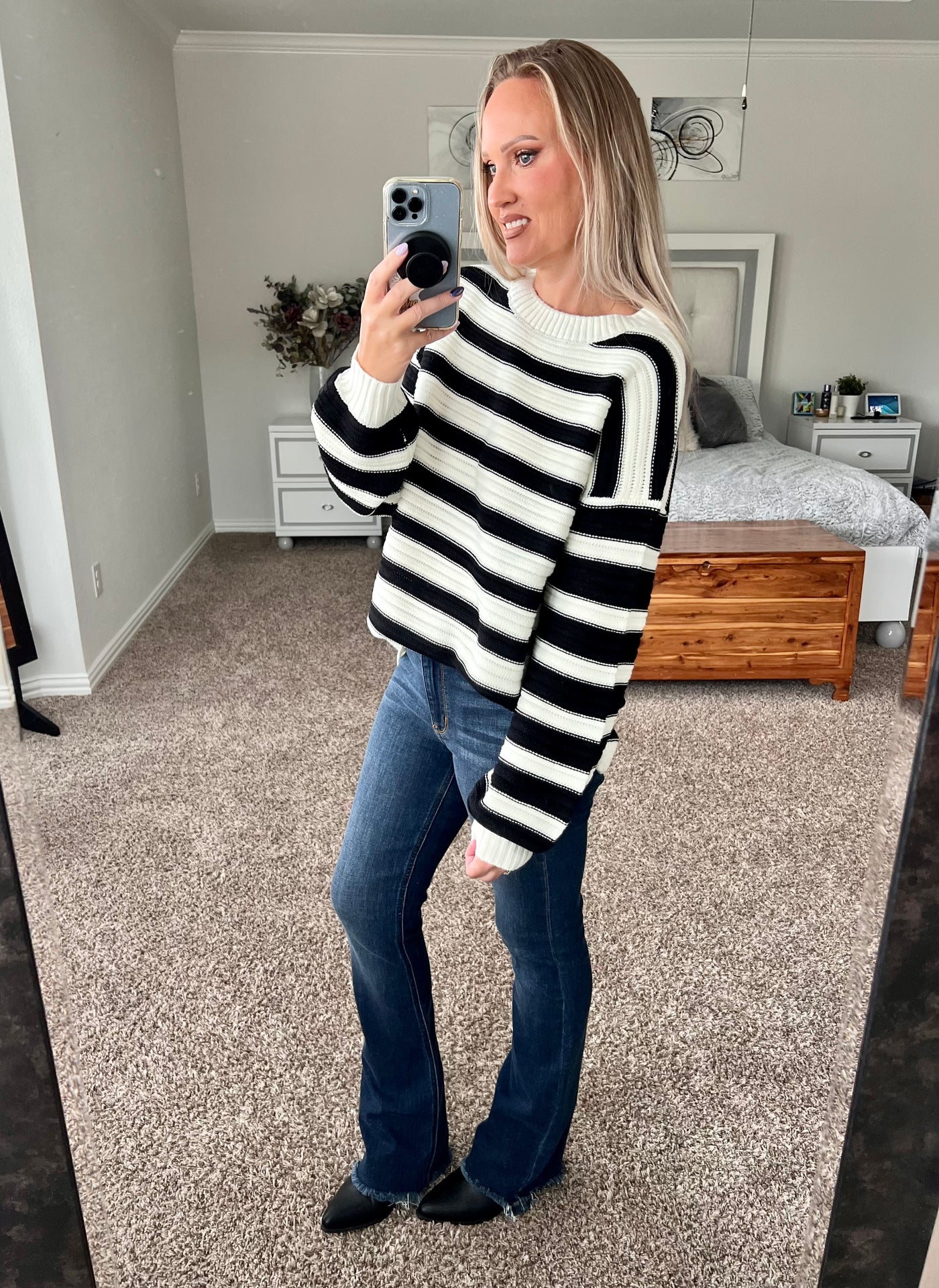 Jacqueline Striped Dropped Shoulder Oversized Sweater