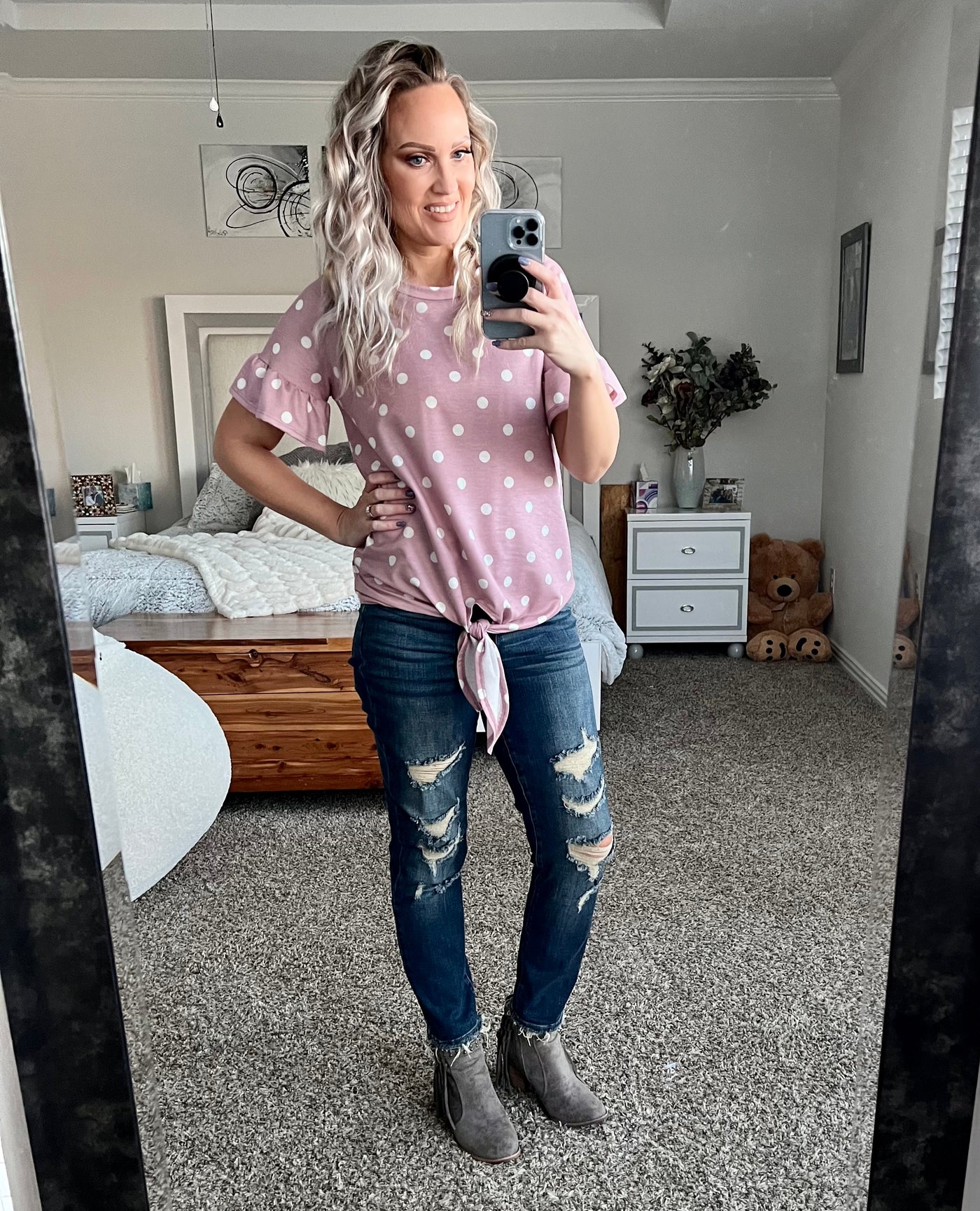 Paula Polka Dot Tie Top