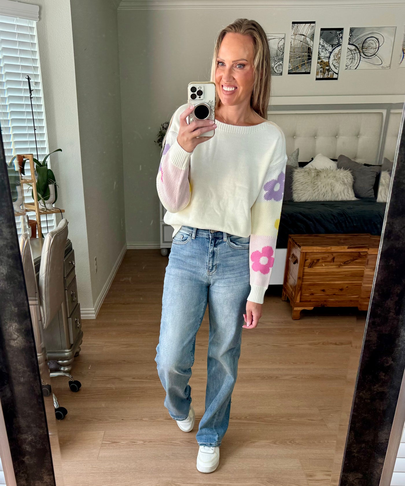 Angie Flower Sleeve Sweater