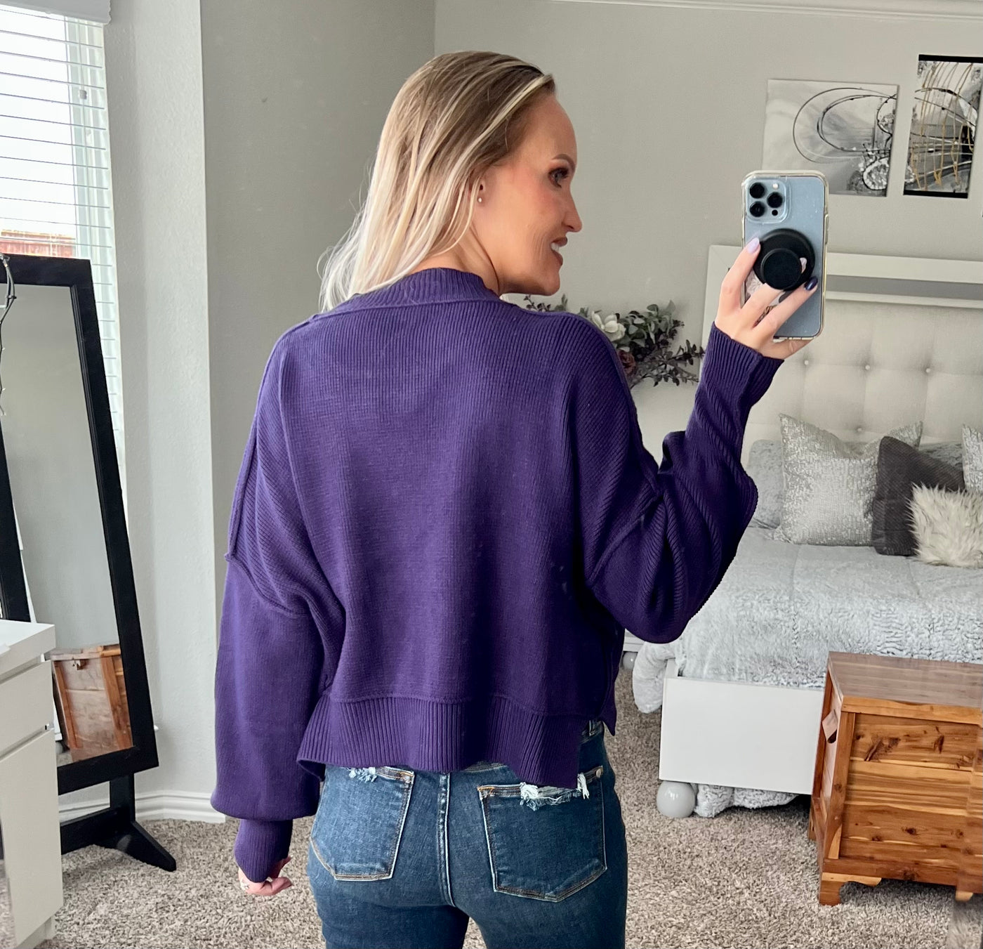 Devon Dropped Shoulder Oversized Crop Knit Top