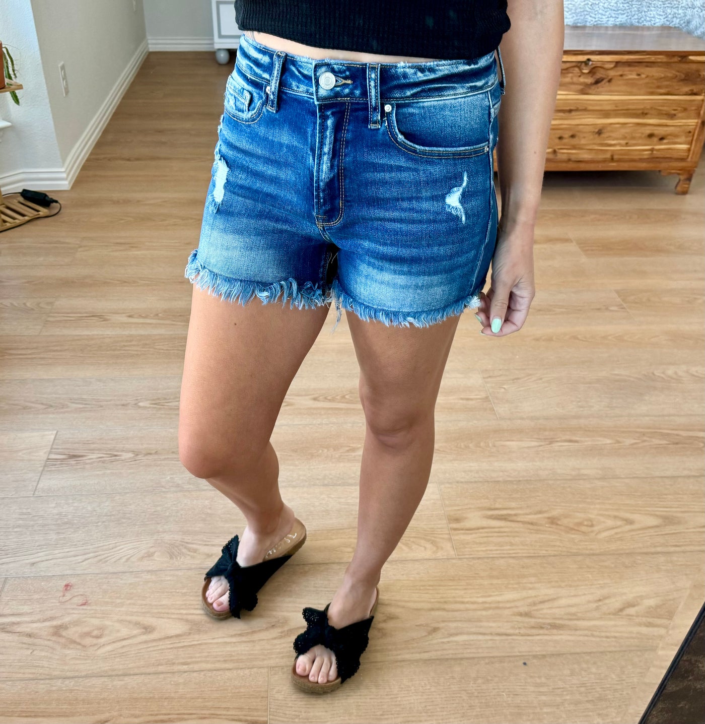 Taylor Raw Hem Zenana Denim Shorts