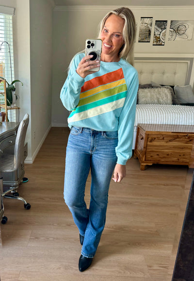 Brite Rainbow Striped Sweatshirt