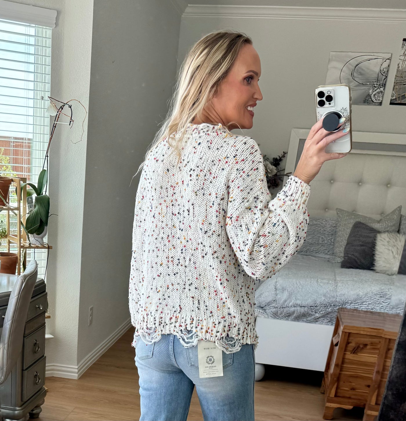 Connie Confetti Distressed Sweater