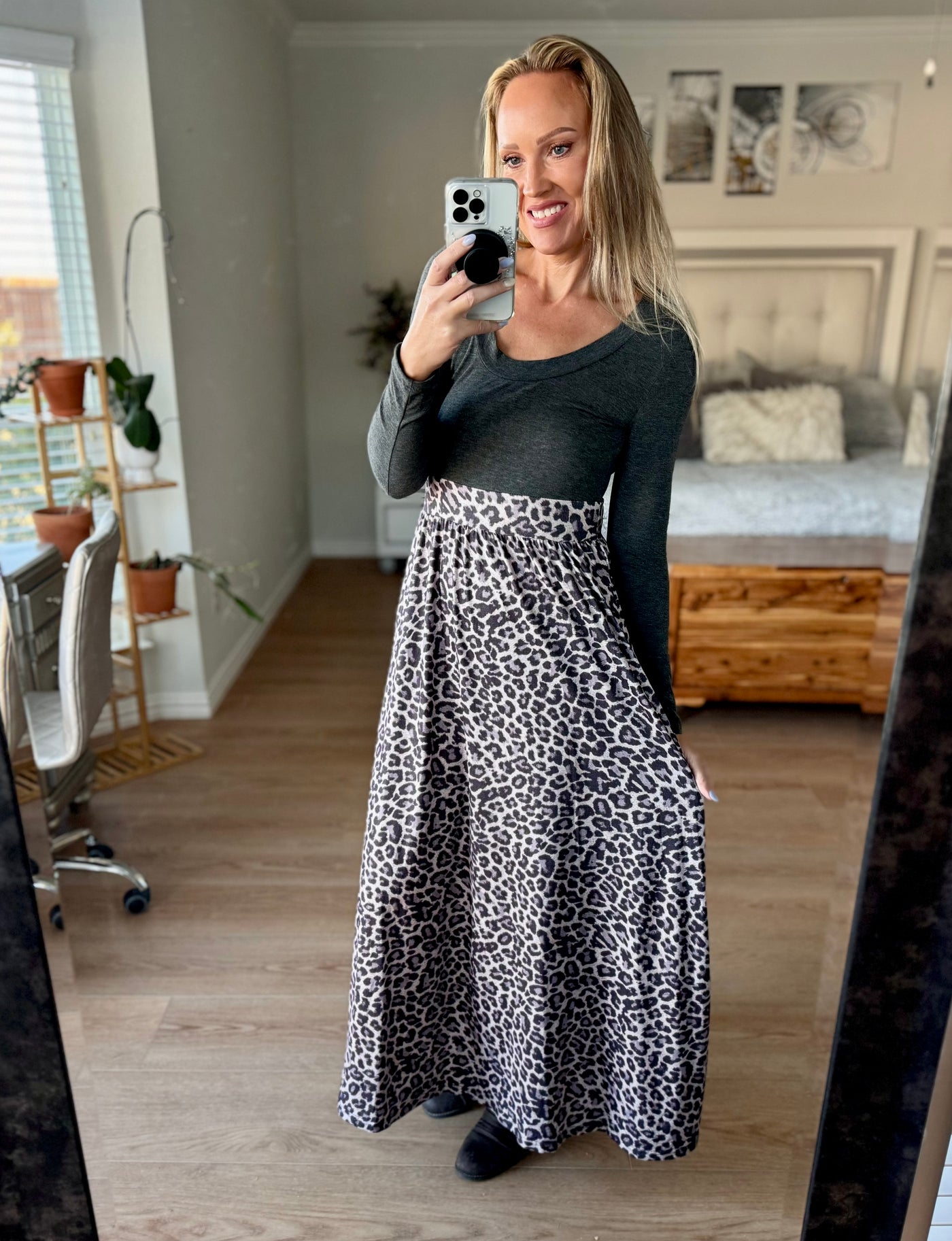 Haile Leopard Long Sleeved Maxi Dress